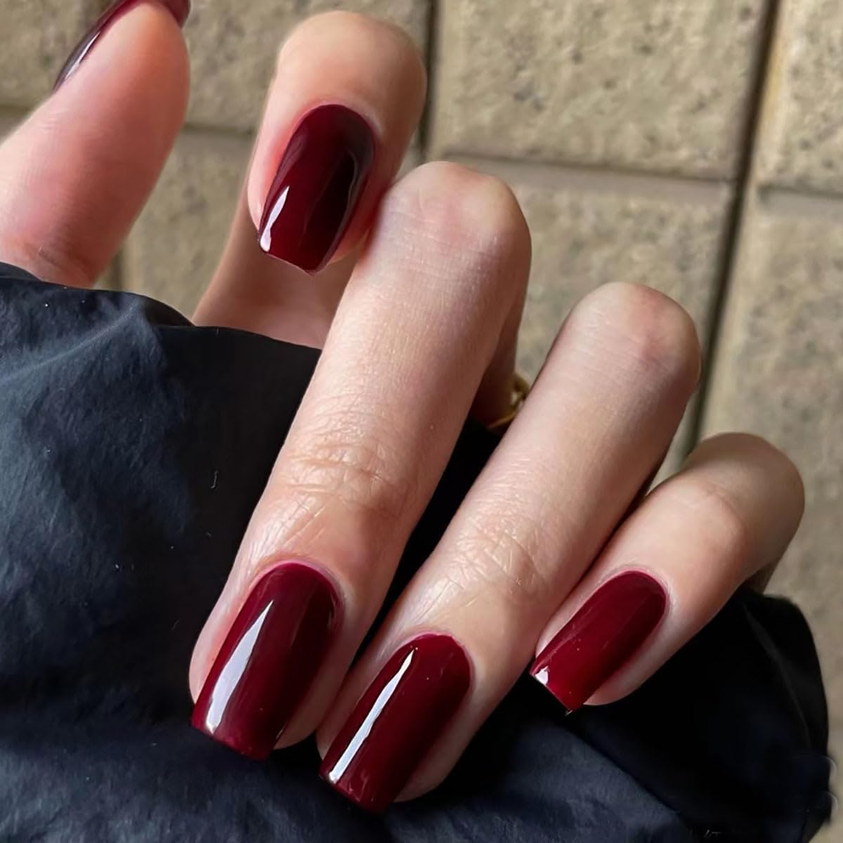Cosmetic Nail Decoration 3 Kits Press On Nail Nude Black French Fake Nail Cherry
