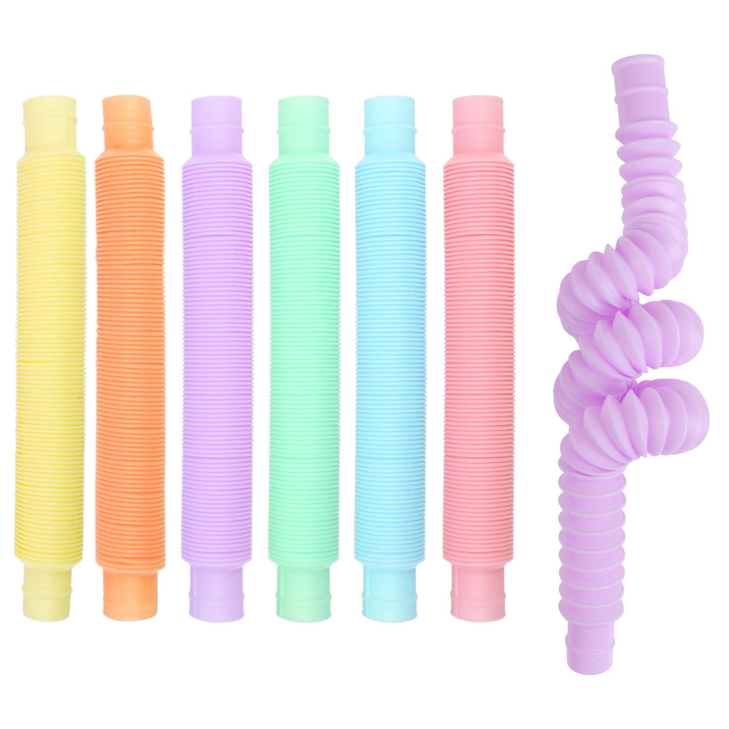 VEYLIN Pop Tubes, 6PCS Fidget Toys for Kids, Sensory and Learning Toys for Toddl
