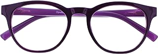 OPULIZE BLU Blue Light Blocking Reading Glasses for Women Men - Cool Round Frame - Anti-Glare Computer and Gaming Eyewear - UV and Eyestrain Protection - Improve Sleep - Purple +1.00
