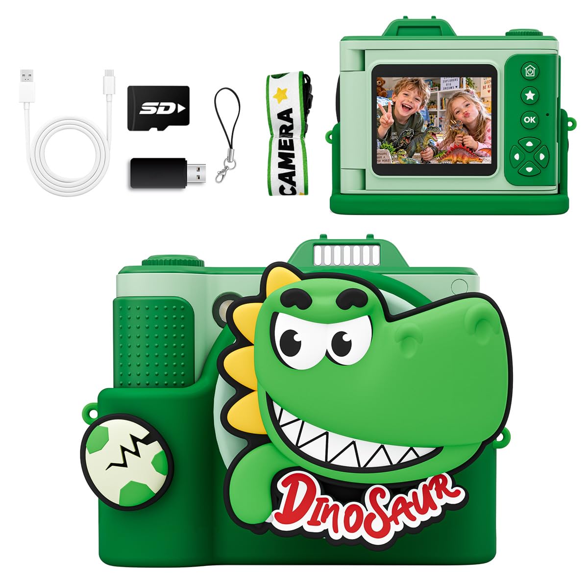 Kids Camera for Big Boys and Girls Flip Screen2.4+Telescopic Zoom 1080P Selfie P