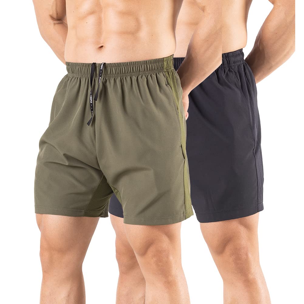 Gaglg Men's 5" Running Shorts 2 Pack Quick Dry Athletic Workout Gym Shorts with 