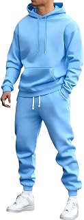 Hoodie and Sweatpants Set for Men Mens Fleece Hooded 2 Piece Tracksuit Warm Zip Up Hoodie and Sweatpants Athletic Outfit