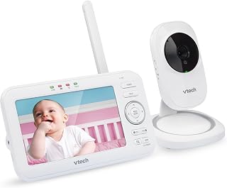 VTech Vm5251 5" LCD Video Baby Monitor with Camera and Audio, Night Vision, Two-Way Communication, 1000 Ft Range, 9 Sound Indicator, Soothing Sounds and Lullabies, No WiFi