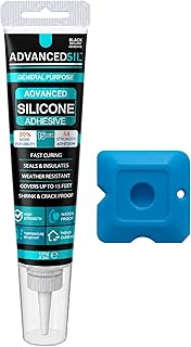 Black Silicone Caulk with Finishing Tool – Weatherproof, Flexible, Strong Adhesion for Bathroom, Roof, Gutter, Window, and Automotive