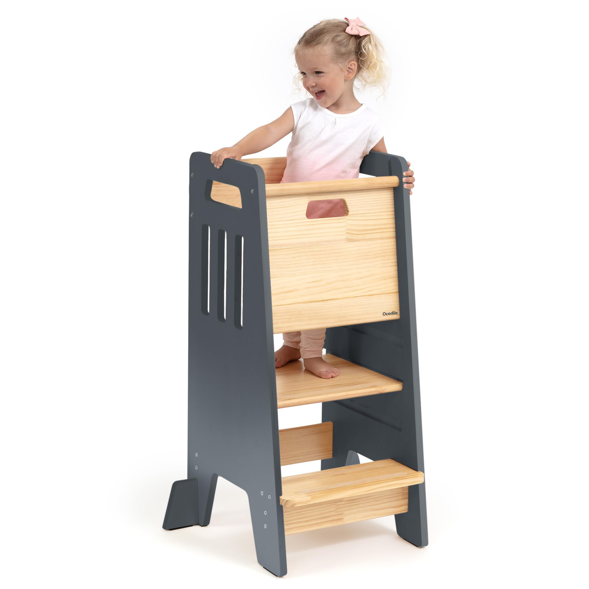 OCODILE Toddler Tower with a Sliding Door and 3 Adjustable Heights - Complete To