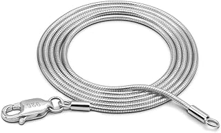 Dankadi Women 925 Sterling Silver Magic Snake Chain Necklace- Men 1.2MM Solid Snake Chain Flexible Choker 16"-30" Italian Silver 24K Gold Over Jewelry
