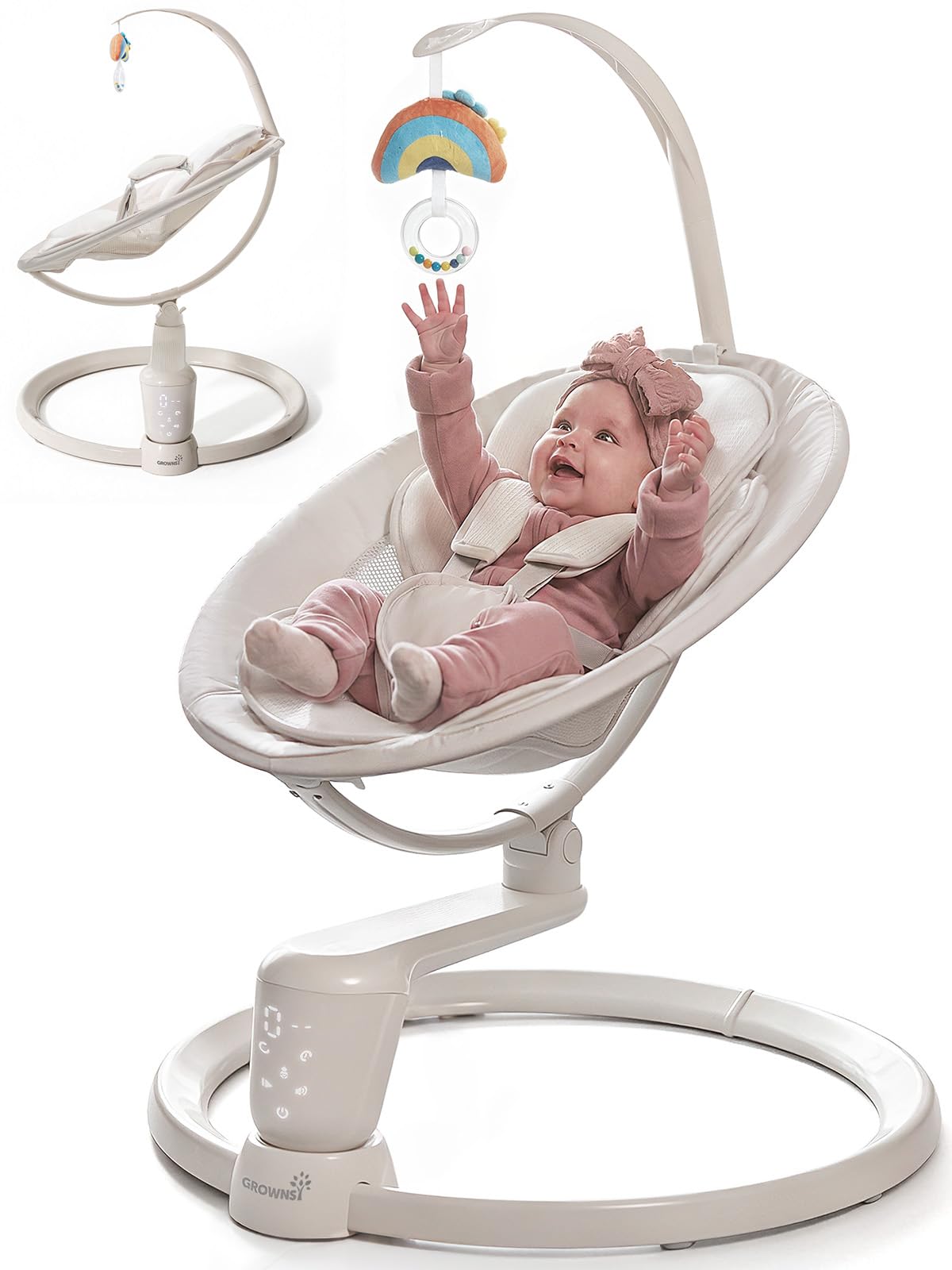 Grownsy Baby Swings for Infants, Dual Motion Side-to-Side & Front-to-Back | Baby