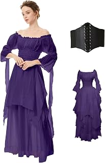 BITSEACOCO Women Renaissance Witch Dress Vampire Fairy Halloween Costumes