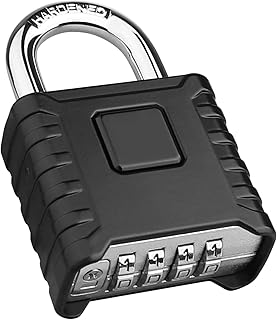 Diyife Large Heavy Duty Combination Padlocks Outdoor, 52mm Weatherproof | 4 Digit Padlock with Code, 8mm Thick 304 Stainless Steel Shackle for Garage, School, Gate, Shed, Fence, Warehouse, Gym(Black)
