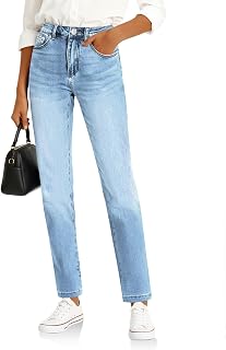 Cicy Bell Womens Straight Leg Jeans High Waisted Mid Rise Stretchy Denim Pants Tapered Petite Jeans