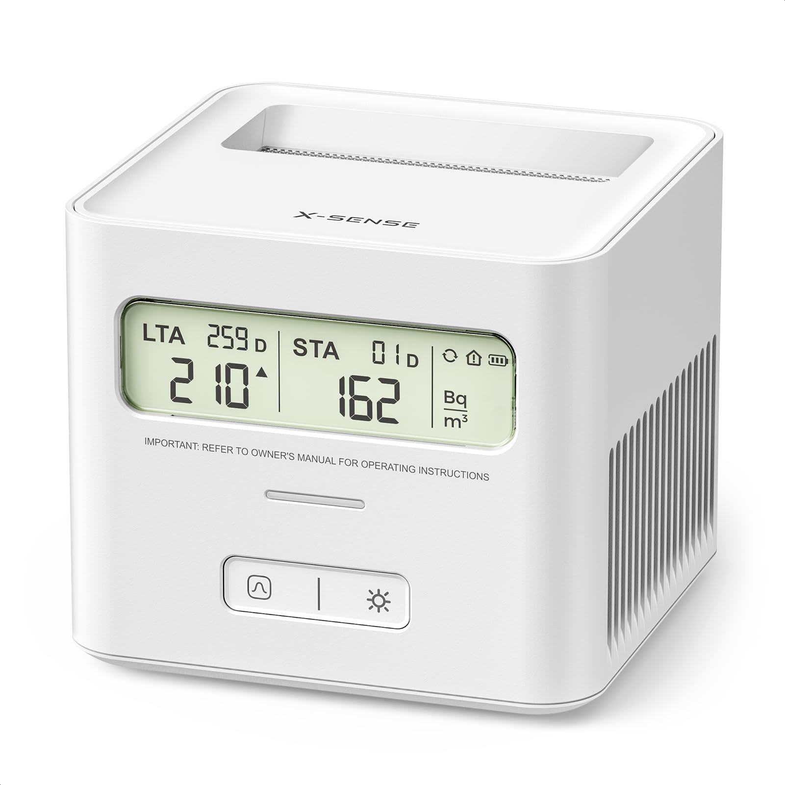 X-Sense Radon Detector for Home with LCD, Battery Powered, White | Easy to Use, 