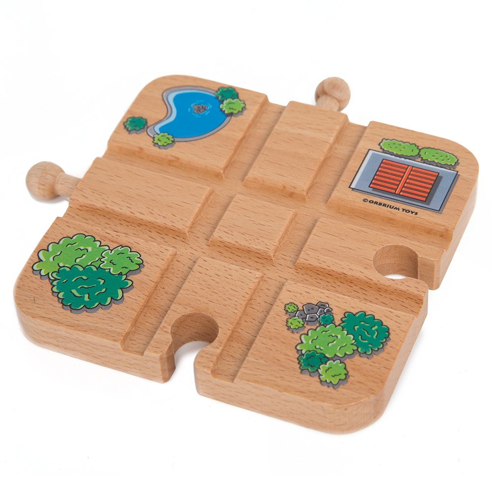 Orbrium Toys Cross Track for Wooden Railway Fits Thomas Brio Melissa & Doug Imag