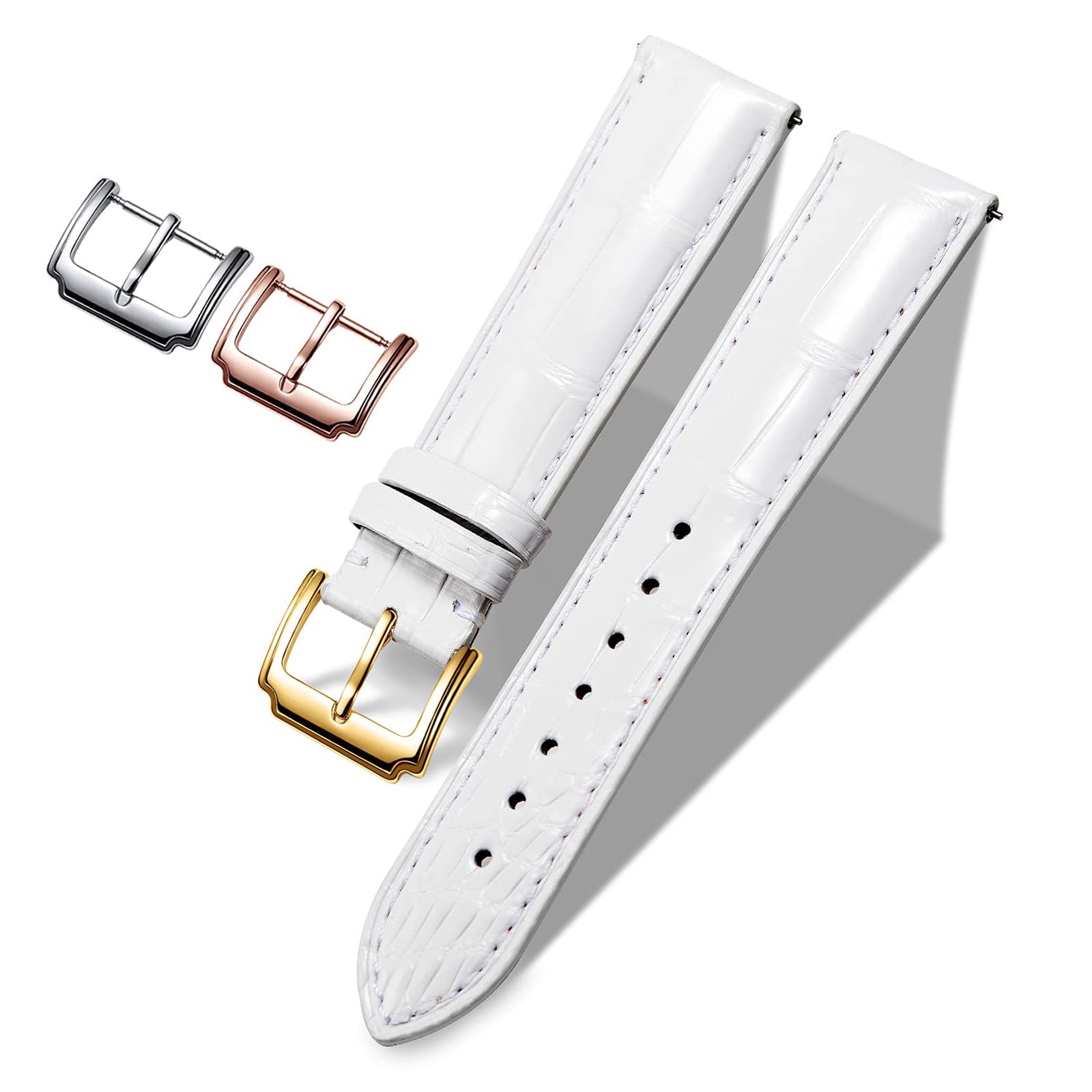 BINLUN Leather Strap Crocodile Engraved Straps Alligator Leather Embossed Genuin