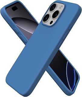 ORNARTO Cover for iPhone 16 Pro Silicone, Shockproof, Blue Fjord