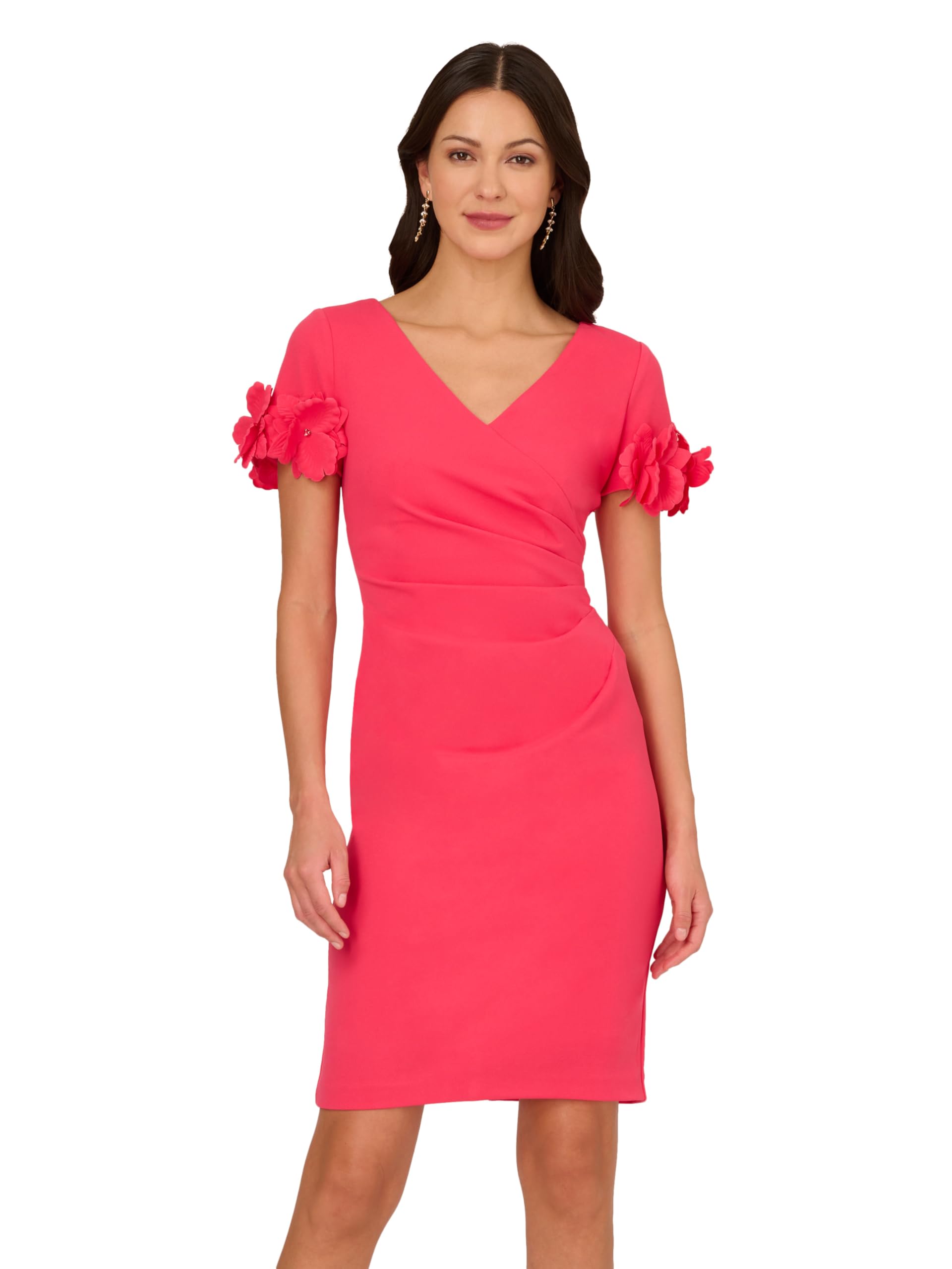 Adrianna Papell Damen Kurzes Strickkleid aus Krepp Kleid