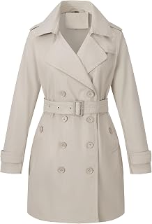 Bellivera Women's Classic Long Windproof Trench Coat With Belted Waist