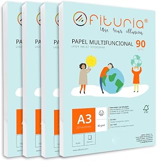 A3 90 g Paper Pack with 1000 White Sheets, Multifunctional Paper for School Use and Work Environments, Ideal with Laser, Inkjet or Copier Printers - Ofituria
