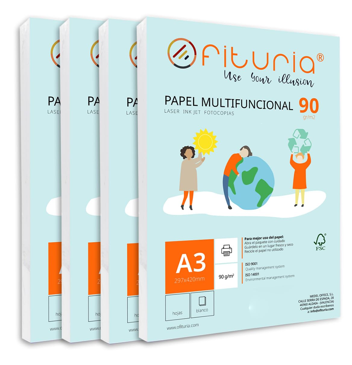 A3 90 g Paper Pack with 1000 White Sheets, Multifunctional Paper for School Use 