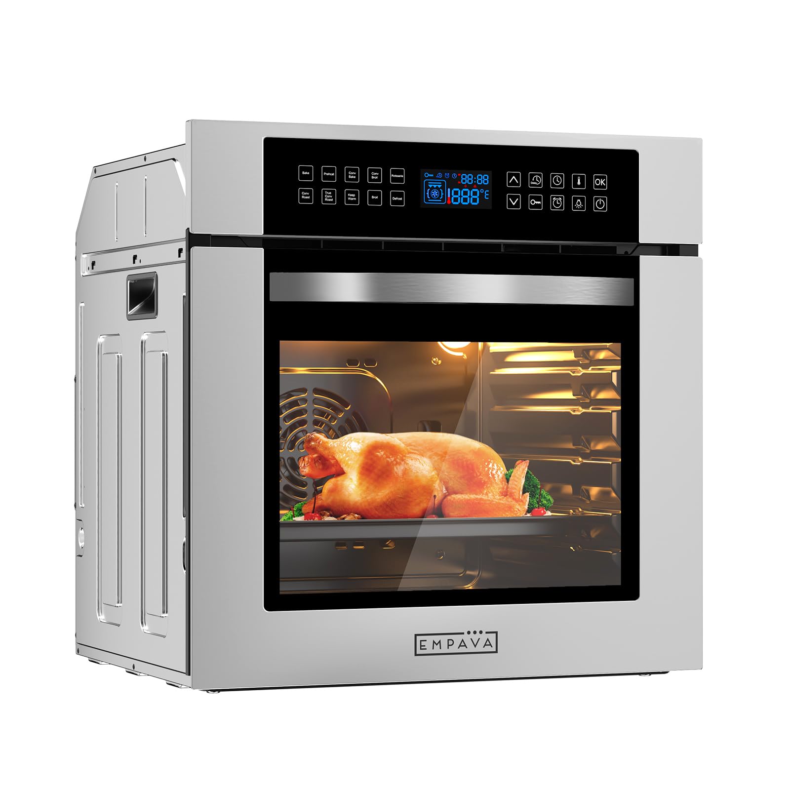 Empava 24 inch Electric Single Wall Oven with 10 Cooking Funcitons | Stainless S