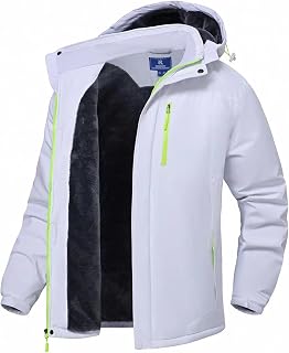 SPOSULEI Mens Skiing Jackets with Hoode Snowboarding Waterproof Fleece Liner Coats Windproof Winter Raincoat Multi Pockets