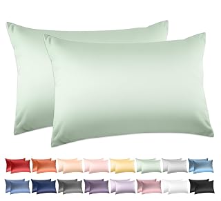 100% Cotton King Pillowcases Set of 2, Deep Dream 600 Thread Count Pillow Cases, 20x36 Inches, Super Soft and Breathable Envelope Closure (Zephyr Green)