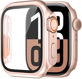Apple Watch Screen Protector Case 44mm 40mm 46mm 42mm 41mm 45mm 42mm 38mm Series 10 9 8 7 6 5 4 3 SE/2nd Generation Hard Tempered Glass Cover + Bumper for Apple Watch iWatch
