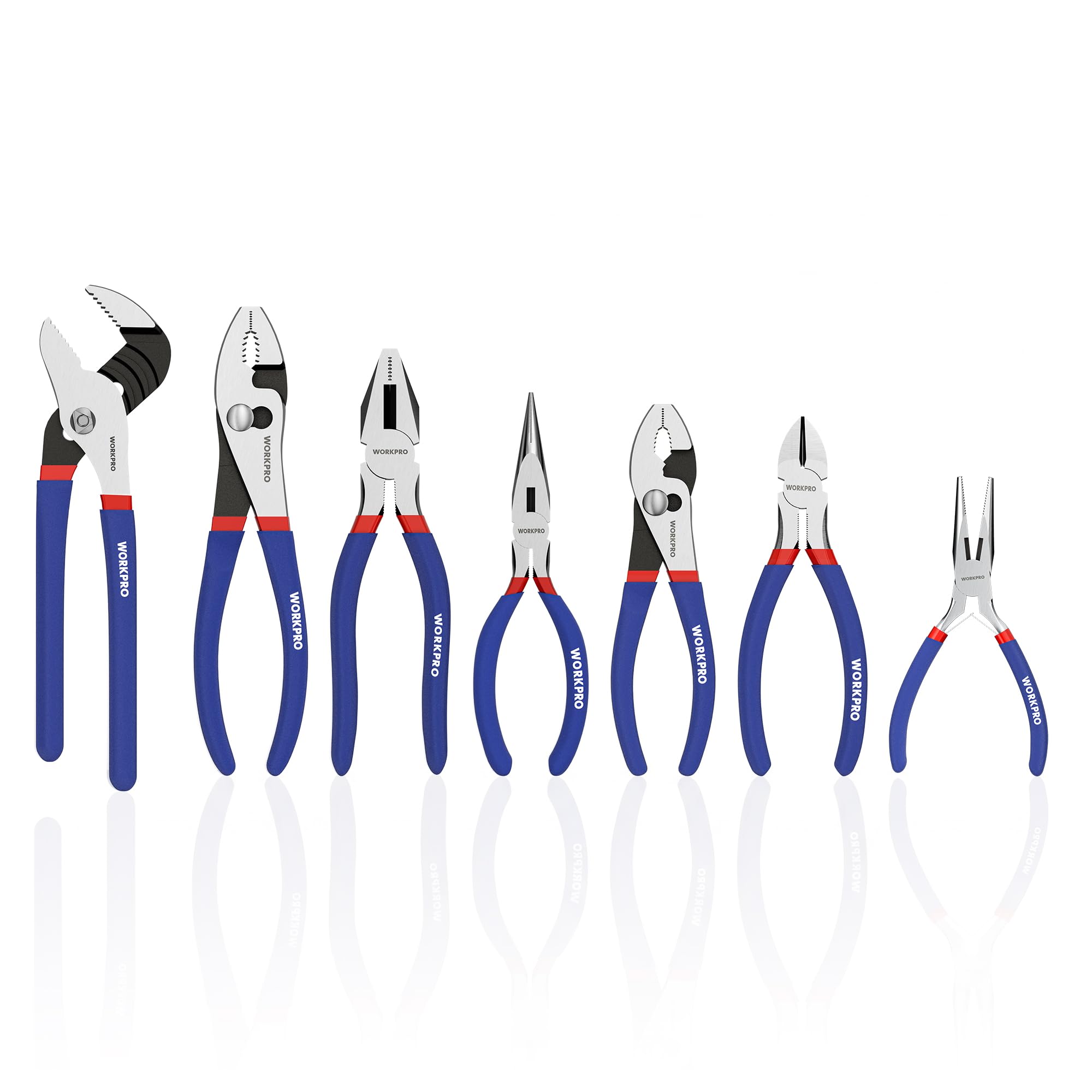 WORKPRO 7-Piece Pliers Set, Pliers Tool Set with Comfort Grip, Blue | Groove Joi