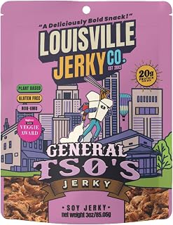 Louisville Vegan Jerky - General Tso’s Vegan and Vegetarian Meat - Lip-Smacking Vegan-Friendly & Vegetarian Jerky - Non-GMO, Gluten-Free Low Fat High Protein Vegan Snacks