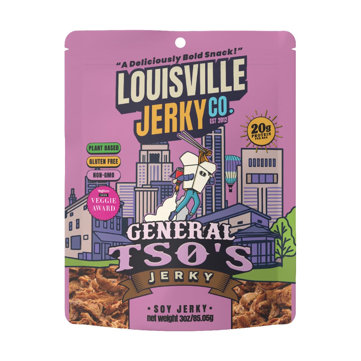 Louisville Vegan Jerky - General Tso’s Vegan and Vegetarian Meat - Lip-Smacking 