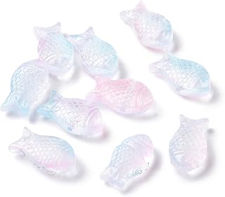 50pcs Fish Beads Clear Glass Spray Painted Spacer Ocean Animal Beads Crystal Fish Beads DIY Bracelet Earrings Necklace Jewelry DIY 15x8x5mm