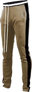 SCREENSHOT-S41700 Mens Hip Hop Premium Slim Fit Comfort Track Pants - Athletic Fitness Fashion Urban Lifestyle Streetwear Bottoms-Khaki-XLarge