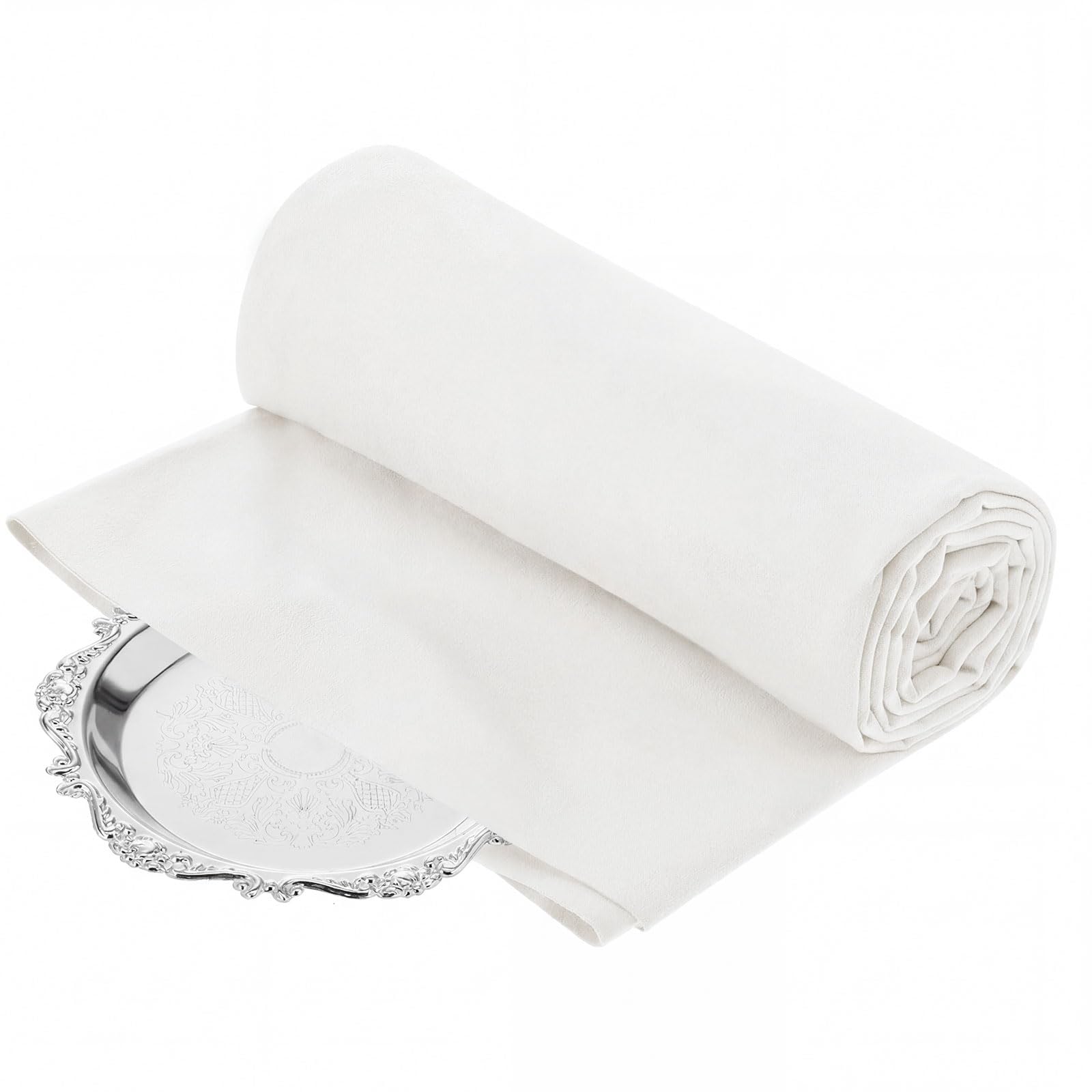 Jecery 1.1 Yard Anti Tarnish Silver Cloth by the Yard, Light Beige | Luxury Jewe