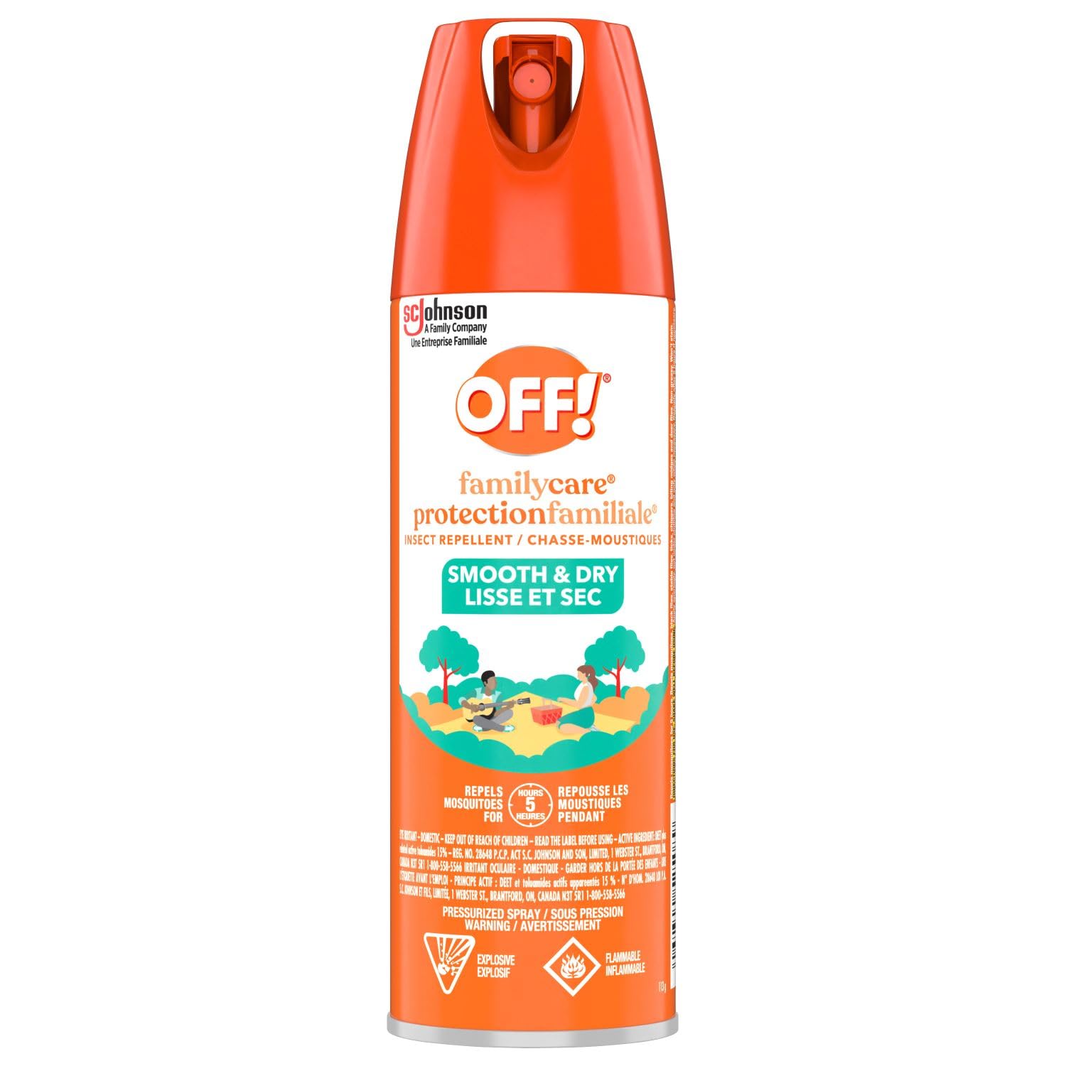 OFF! FamilyCare Mosquito & Insect Repellent Spray, 15% DEET, 113g | Power-Dry, N