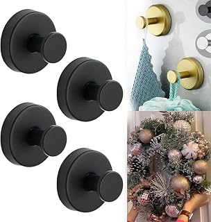 Generisch Saugnapf Haken, Saugnapfhaken für Kränze auf Glas,Handtuchhalter mit Saugnapf, Wiederverwendbar Saughaken Extra Stark, Wasserdicht Saugnapfhaken für Bad und Küche (Black-4 PCS)