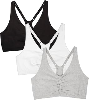 Fruit of the Loom Women's Adjustable Gathered Front, Racerback, Multipacks Sports Bra, Opaque (Pack of 6)