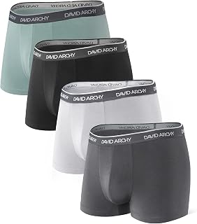 DAVID ARCHY Men's Seamless Boxer Shorts Set of 3/4/7 Bamboo Fibre Pouche Underwear Elastic Ultra Soft