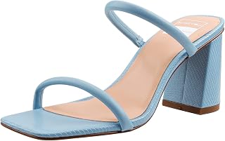 BCTEX Women's High Heeled Sandal Square Toe with Two Strap