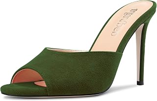 TNYNFBEB Women Stiletto High Heel Peep Open Toe Sandals Slingback Slip-on Wedding Office Cute Basic Classic 3.9 Inches Heels
