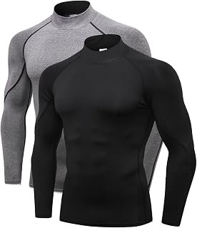Queerier 3 Pack Men's Compression Shirt Long Sleeve Undershirts for Men Baselayer Sports Thermal Tops