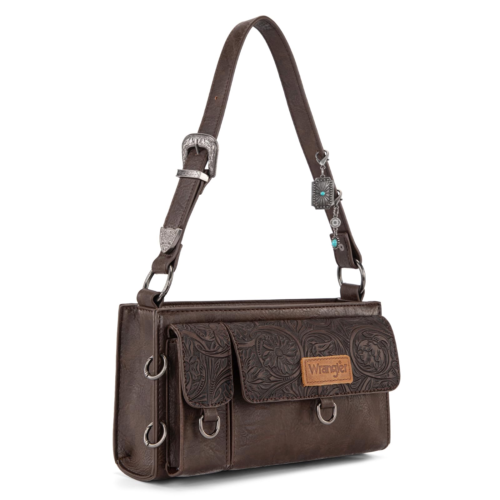 Wrangler Y2K Purse Small Shoulder Bag for Women with Western Detachable Charms