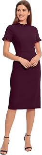 Maggy London Womens Ruffle Collar Slant Pocket Sheath Dress
