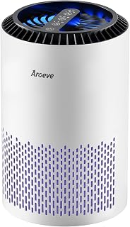 AROEVE Air Purifiers for Bedroom with Sleep Mode Speed Control-MK01A(White) | Filter Smoke Pet Dander Dust, Meet Global Recycled Standard, 360-Degree Air Inlets, 22dB Noise Level, Aromatherapy Function