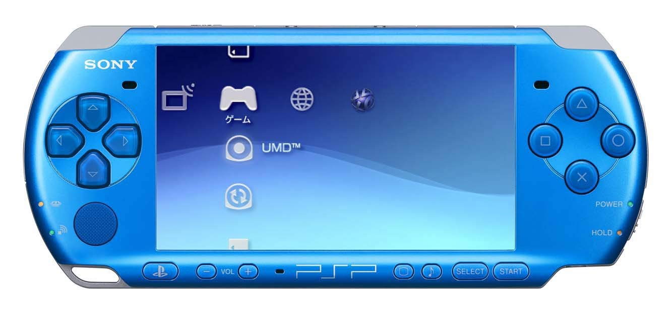 Sony PSP Slim and Lite 3000 Series Handheld Gaming Console with 2 Batteries (Blu