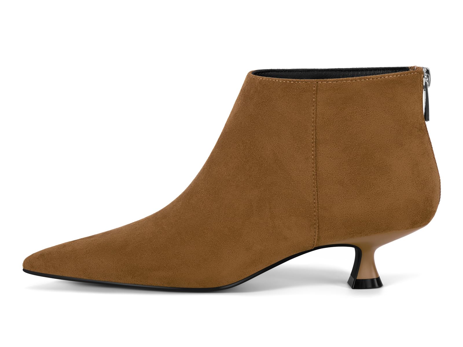 Coutgo Botines de tacón bajo para mujer, con puntera puntiaguda, con cremallera 