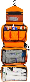 jiemei Hanging Toiletry Bag Waterproof, Travel Wash Bag for Men & Women with 4 Compartments, Foldable Compact Size, Super Durable Fabric
