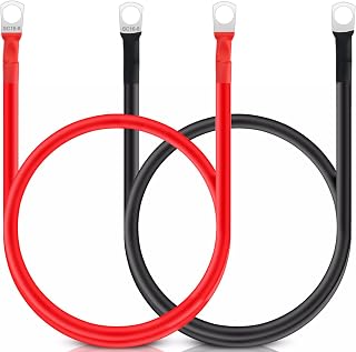 JatilEr 2 Pcs M8 Battery Cables 12V 50cm, 5AWG/16mm² Battery Inverter Cable | Copper Battery Leads, Battery Link Cables with M8 Ring Terminals Copper Wire for Auto Motorcycle Solar RV Marine