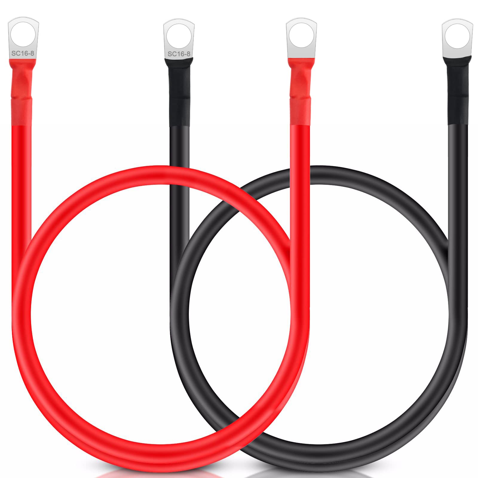 JatilEr 2 Pcs M8 Battery Cables 12V 50cm, 5AWG/16mm² Battery Inverter Cable | Co