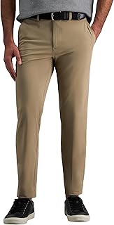 Haggar Men's Sport Travel Performance Straight Fit Flat Front Stretch Casual Pant