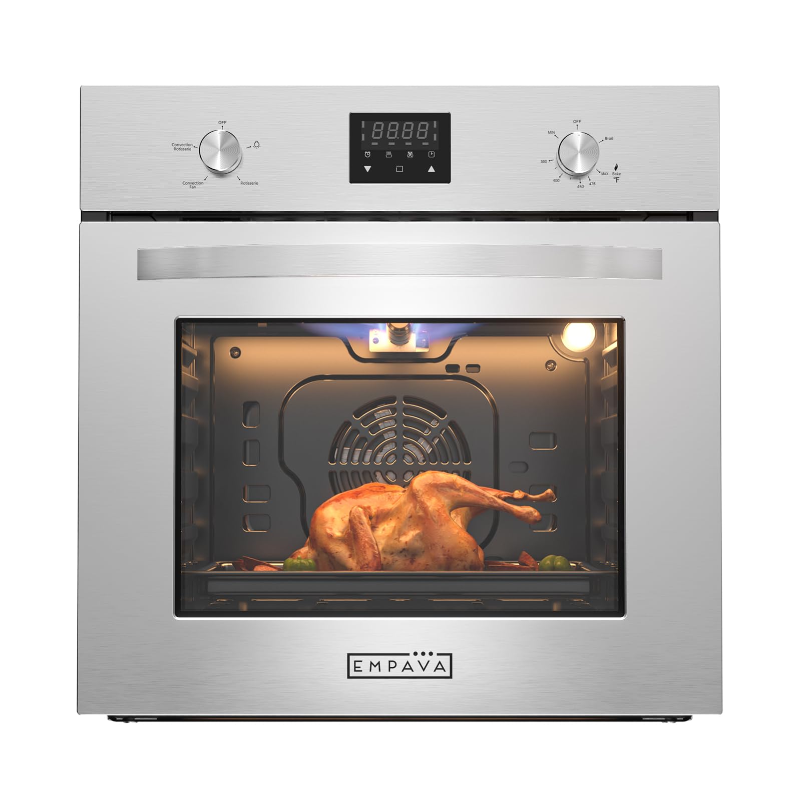 Empava 24 inch Built-In LPG Single Wall Oven with Convection Rotisserie | Rotiss