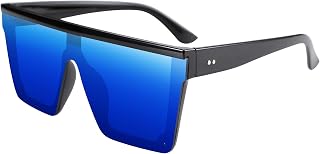 FEISEDY Fashion Oversize Flat Top Siamese Lens Rimless Sunglasses UV400 Streamlined Style Women Men B2470